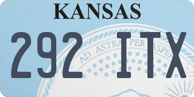 KS license plate 292ITX