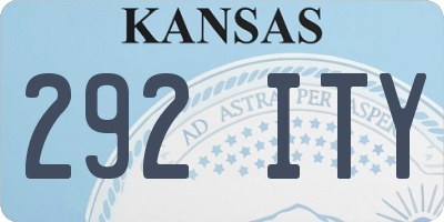 KS license plate 292ITY