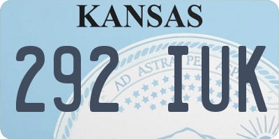 KS license plate 292IUK