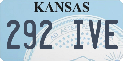 KS license plate 292IVE