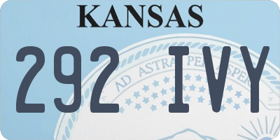 KS license plate 292IVY