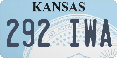KS license plate 292IWA