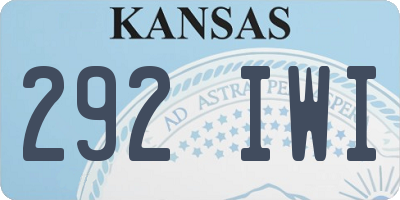 KS license plate 292IWI