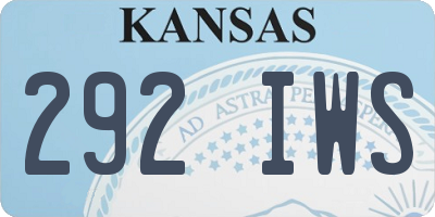 KS license plate 292IWS