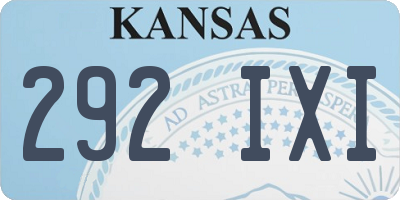 KS license plate 292IXI