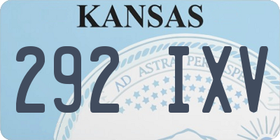 KS license plate 292IXV