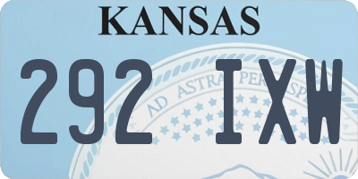 KS license plate 292IXW