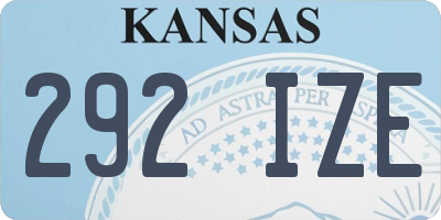 KS license plate 292IZE
