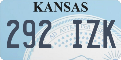 KS license plate 292IZK