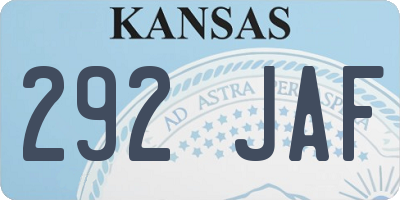KS license plate 292JAF