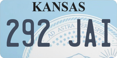 KS license plate 292JAI