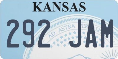 KS license plate 292JAM