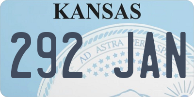 KS license plate 292JAN