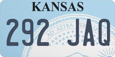 KS license plate 292JAQ