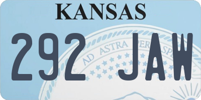 KS license plate 292JAW