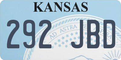 KS license plate 292JBD