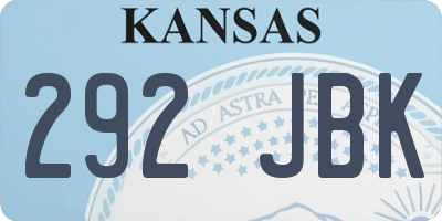 KS license plate 292JBK