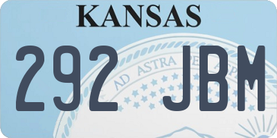 KS license plate 292JBM