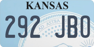 KS license plate 292JBO