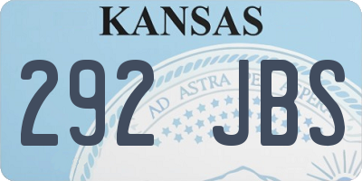 KS license plate 292JBS