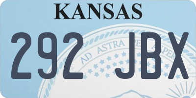 KS license plate 292JBX