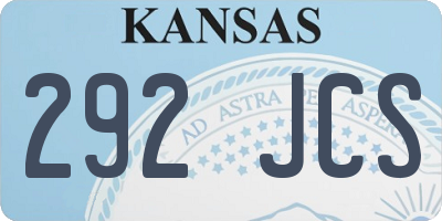 KS license plate 292JCS