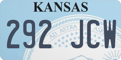 KS license plate 292JCW