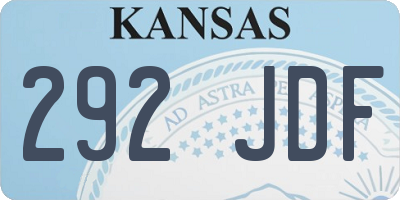 KS license plate 292JDF