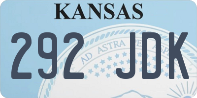 KS license plate 292JDK