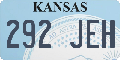 KS license plate 292JEH