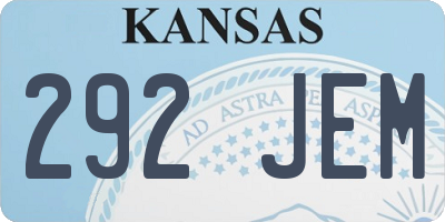 KS license plate 292JEM