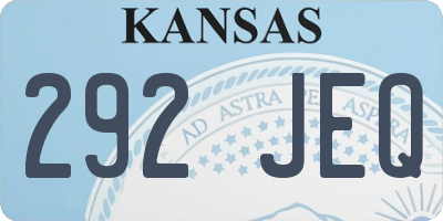 KS license plate 292JEQ