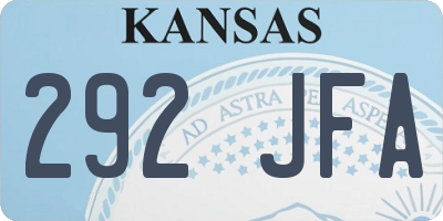 KS license plate 292JFA