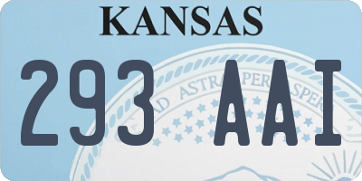 KS license plate 293AAI