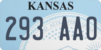 KS license plate 293AAO