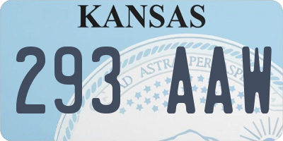 KS license plate 293AAW