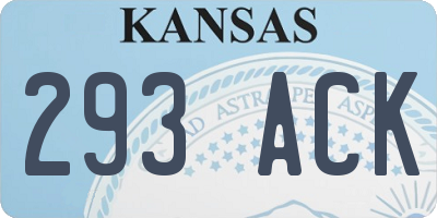 KS license plate 293ACK