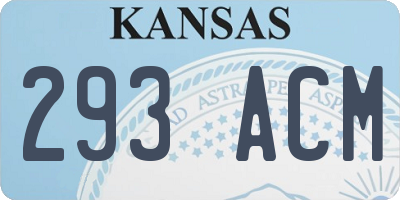 KS license plate 293ACM