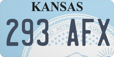 KS license plate 293AFX