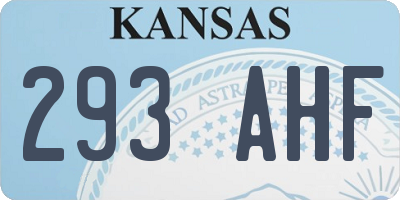 KS license plate 293AHF