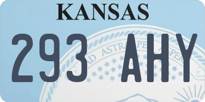 KS license plate 293AHY