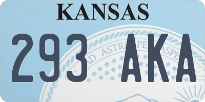 KS license plate 293AKA