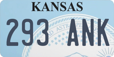 KS license plate 293ANK
