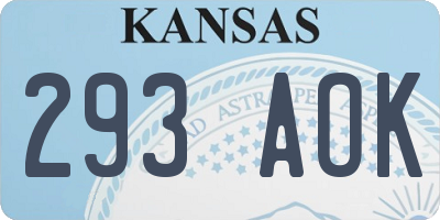 KS license plate 293AOK