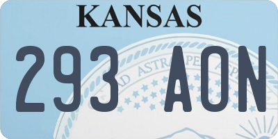 KS license plate 293AON