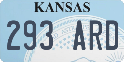 KS license plate 293ARD