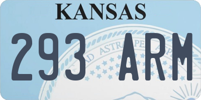 KS license plate 293ARM