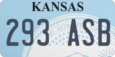 KS license plate 293ASB