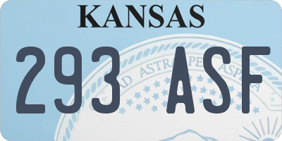 KS license plate 293ASF