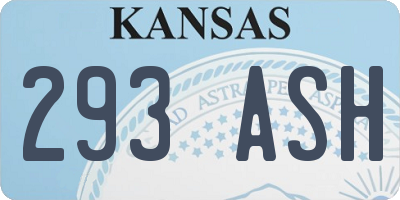 KS license plate 293ASH